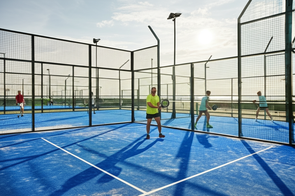 Padel court with glass walls